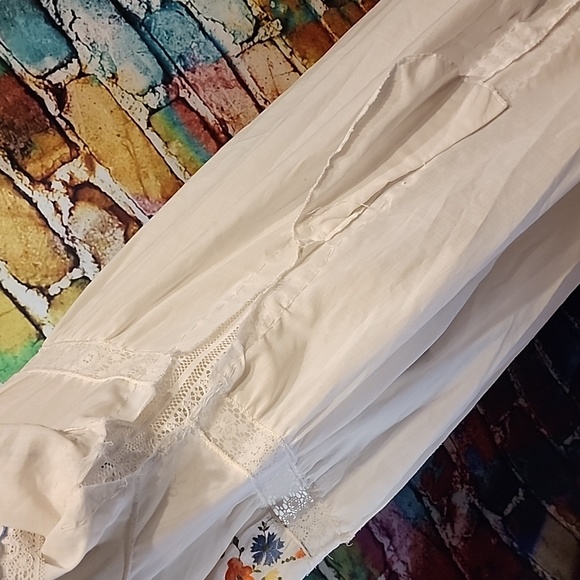 Vintage Floral Embroidery Prairie Dress with Lace AS IS - Picture 15 of 15